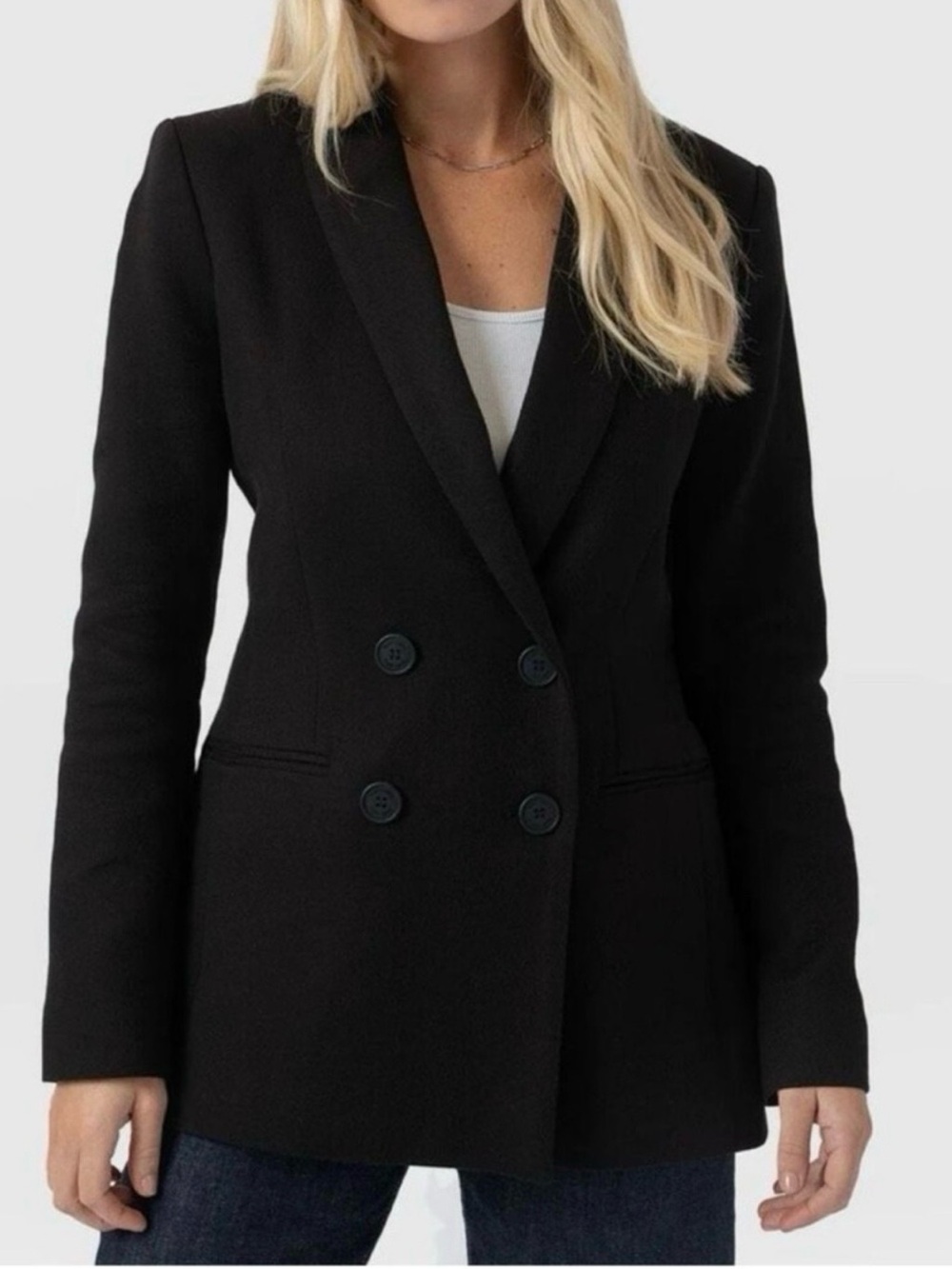 Tailored Black Double-Breasted Women's Blazer Jacket